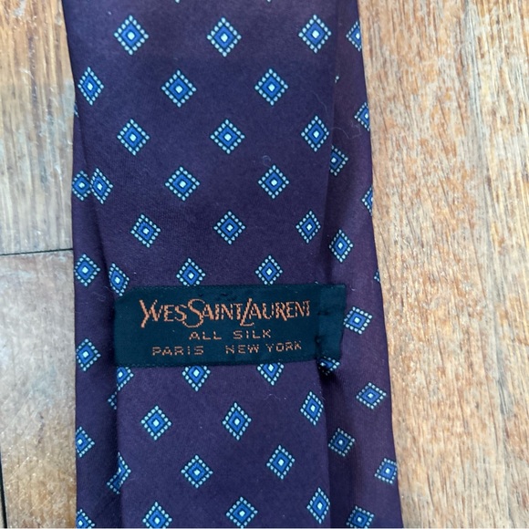Yves‎ Saint Laurent YSL Burgundy and Blue Designer Tie classic size - Picture 1 of 5
